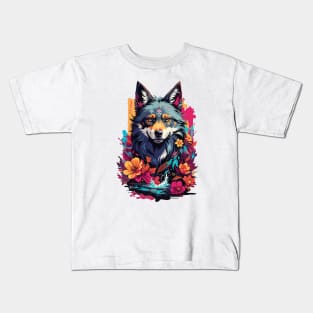 colorful abstract wolf Kids T-Shirt